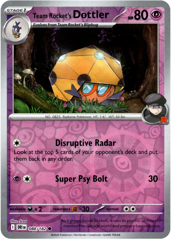088/182 Team Rocket's Dottler - Reverse Holo | Pokemon Scarlet & Violet—Destined Rivals