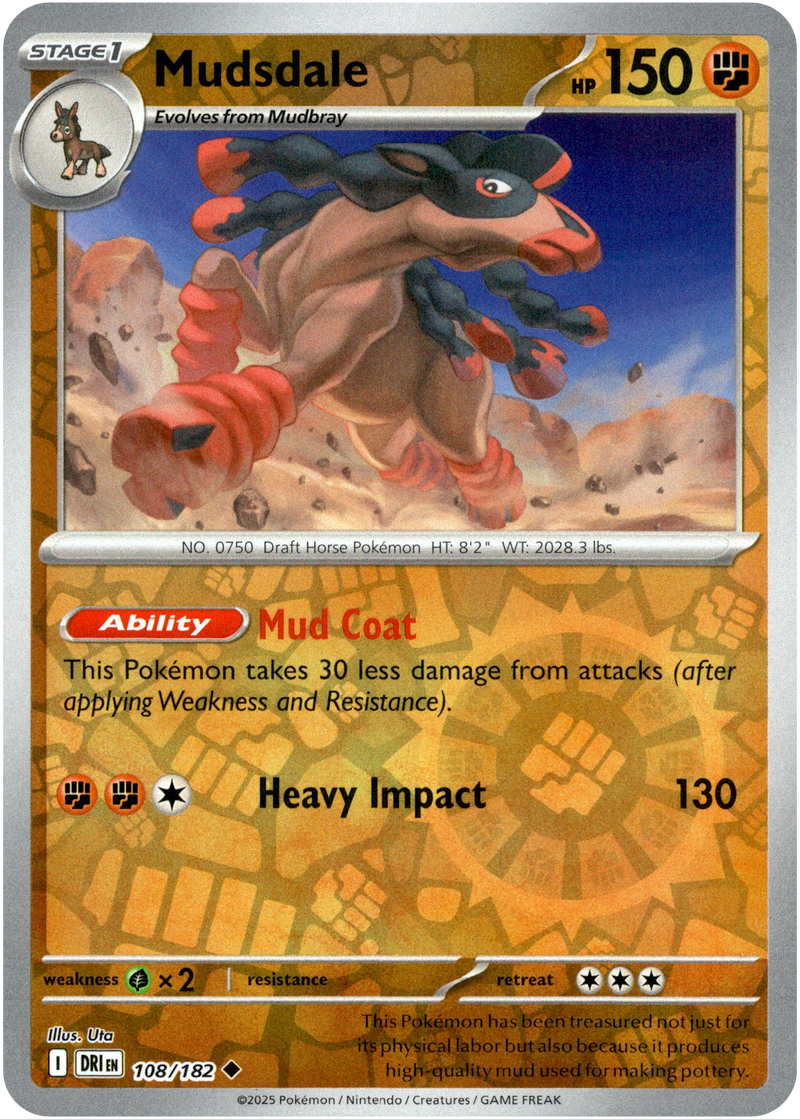 108/182 Mudsdale - Reverse Holo | Pokemon Scarlet & Violet—Destined Rivals