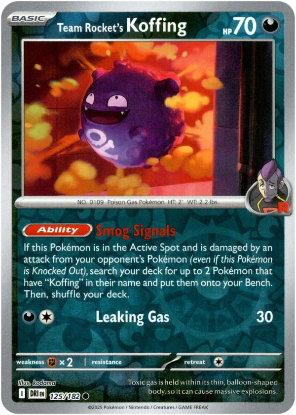125/182 Team Rocket's Koffing - Reverse Holo | Pokemon Scarlet & Violet—Destined Rivals